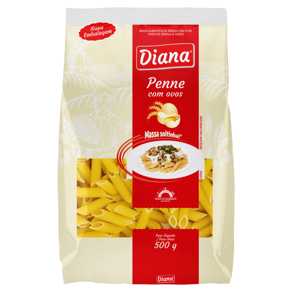 Massa de Sêmola Penne Diana Pacote 500g