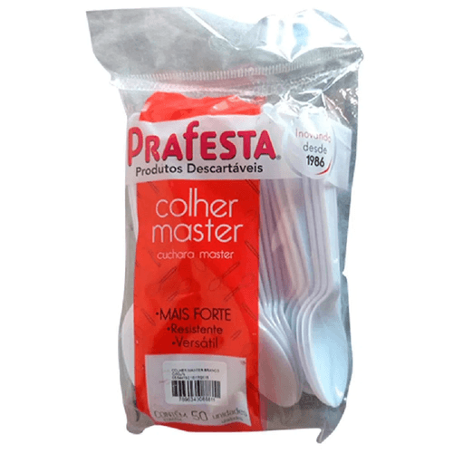 Colher-Descartavel-Prafesta-Master-Pacote-50-Unidades Colher-Descartavel-Prafesta-Master-Pacote-50-Unidades