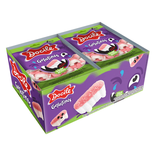 Bala-Gelat-Docile-Mini-180g-cx-Dente-Vampiro Bala-Gelat-Docile-Mini-180g-cx-Dente-Vampiro