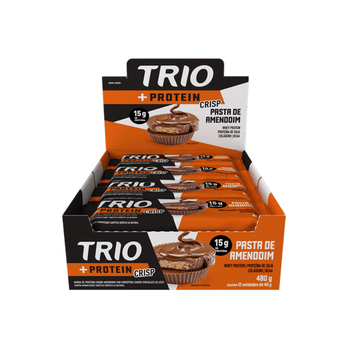 Barra-de-Proteina-15g-de-Proteina-Pasta-de-Amendoim-Cobertura-Chocolate-ao-Leite-Trio--Protein-Crisp-Pacote-40g