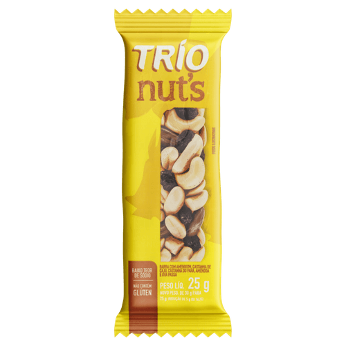Barra-de-Nuts-com-Amendoim-Castanha-de-Caju-Castanha-do-Para-Amendoa-e-Uva-Passa-Trio-Pacote-25g Barra-de-Nuts-com-Amendoim-Castanha-de-Caju-Castanha-do-Para-Amendoa-e-Uva-Passa-Trio-Pacote-25g