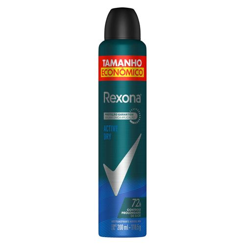Antitranspirante Aerossol Active Dry 72h Rexona Men 200ml Spray Tamanho Econômico Antitranspirante Aerossol Active Dry 72h Rexona Men 200ml Spray Tamanho Econômico