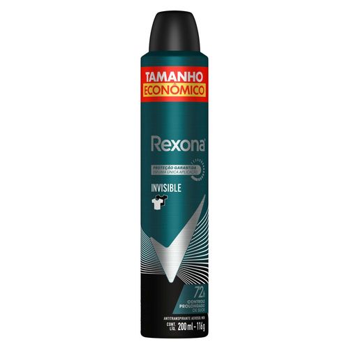 Antitranspirante Aerossol Invisible 72h Rexona Men 200ml Spray Tamanho Econômico