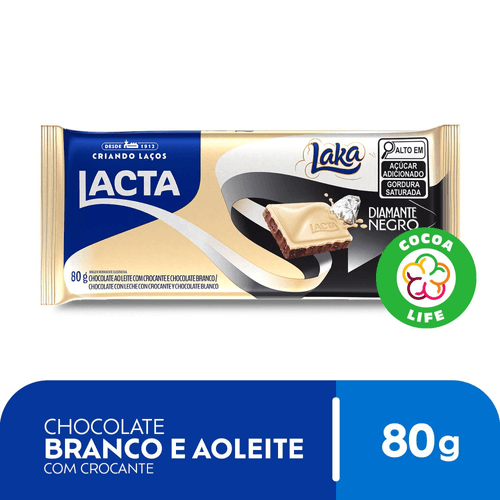 Chocolate-Lacta-branco-e-ao-leite-Diamante-Negro-Laka-80g Chocolate-Lacta-branco-e-ao-leite-Diamante-Negro-Laka-80g