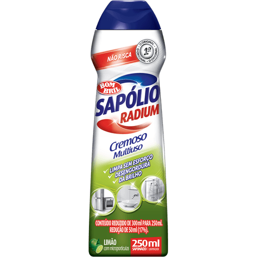 Saponaceo-Cremoso-Multiuso-Limao-com-Microparticulas-Sapolio-Radium-Squeeze-250ml