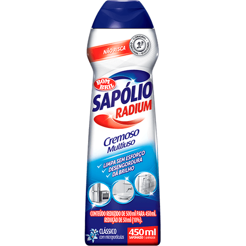 Saponaceo-Cremoso-Multiuso-Classico-com-Microparticulas-Sapolio-Radium-Squeeze-450ml