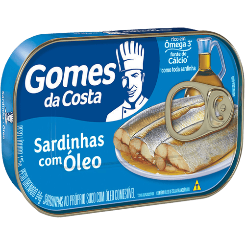 Sardinha-ao-Proprio-Suco-com-Oleo-Comestivel-Gomes-da-Costa-Lata-Peso-Liquido-125g-Peso-Drenado-75g Sardinha-ao-Proprio-Suco-com-Oleo-Comestivel-Gomes-da-Costa-Lata-Peso-Liquido-125g-Peso-Drenado-75g