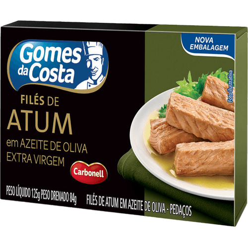 File-de-Atum-em-Pedacos-em-Azeite-de-Oliva-Extra-Virgem-Gomes-da-Costa-Caixa-Peso-Liquido-125g-Peso-Drenado-84g File-de-Atum-em-Pedacos-em-Azeite-de-Oliva-Extra-Virgem-Gomes-da-Costa-Caixa-Peso-Liquido-125g-Peso-Drenado-84g