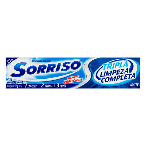 Creme-Dental-com-Fluor---Calcio-Sorriso-Tripla-Limpeza-Completa-Caixa-70g