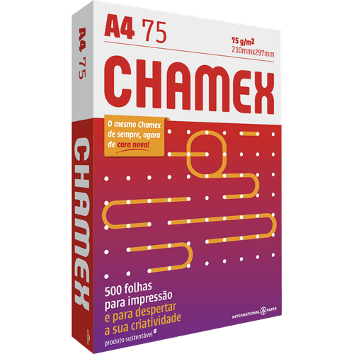 Papel-Sulfite-Branco-Chamex-A4-210mm-x-297mm-500-Folhas Papel-Sulfite-Branco-Chamex-A4-210mm-x-297mm-500-Folhas