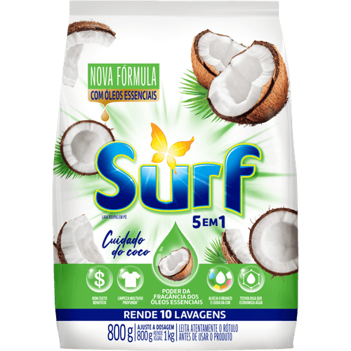 Lava-Roupas-em-Po-Cuidado-do-Coco-Oleos-Essenciais-5-em-1-Surf-Pacote-800g