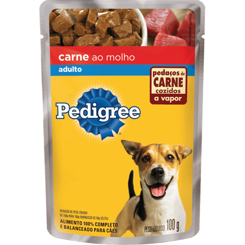 Alimento-Completo-e-Balanceado-para-Caes-Adultos-Racas-Pequenas-Carne-ao-Molho-Pedigree-Sache-100g