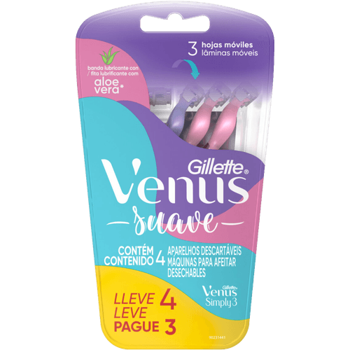 Aparelho-Descartavel-para-Depilar-Gillette-Venus-Simply3-Suave-Leve-4-Pague-3-Unidades Aparelho-Descartavel-para-Depilar-Gillette-Venus-Simply3-Suave-Leve-4-Pague-3-Unidades