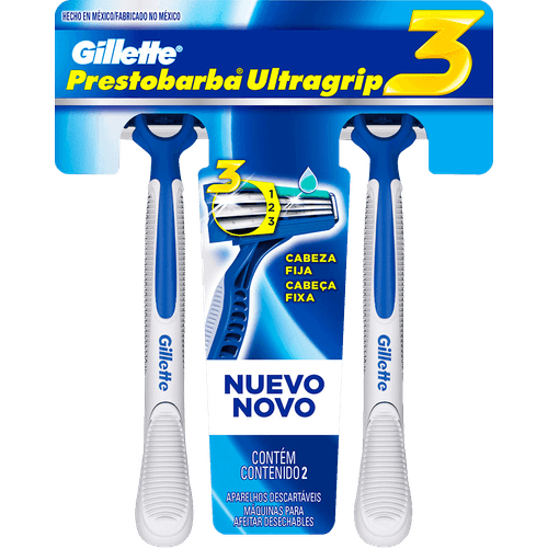 Aparelho-Descartavel-para-Barbear-Gillette-Prestobarba-Ultragrip3-2-Unidades Aparelho-Descartavel-para-Barbear-Gillette-Prestobarba-Ultragrip3-2-Unidades