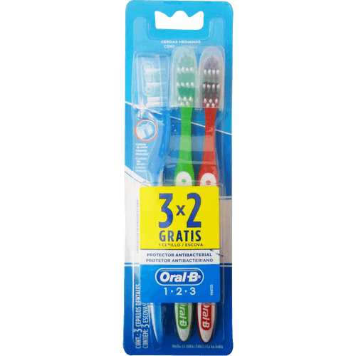 Escova-Dental-Media-Oral-B-1-2-3-Clean-3-Unidades Escova-Dental-Media-Oral-B-1-2-3-Clean-3-Unidades