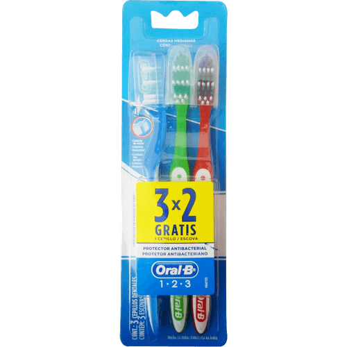 Escova-Dental-Media-Oral-B-1-2-3-Clean-3-Unidades