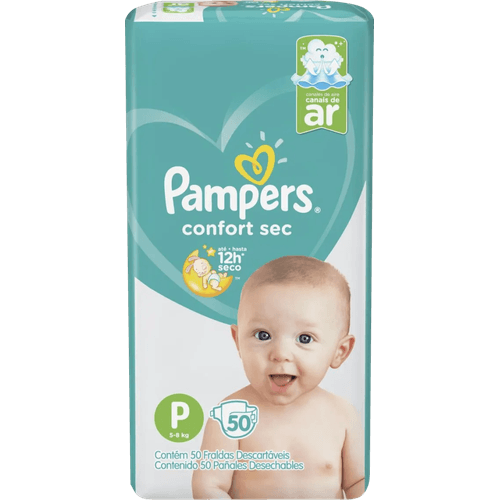 Fralda-Descartavel-Infantil-Pampers-Confort-Sec-P-5-a-8kg-Pacote-50-Unidades