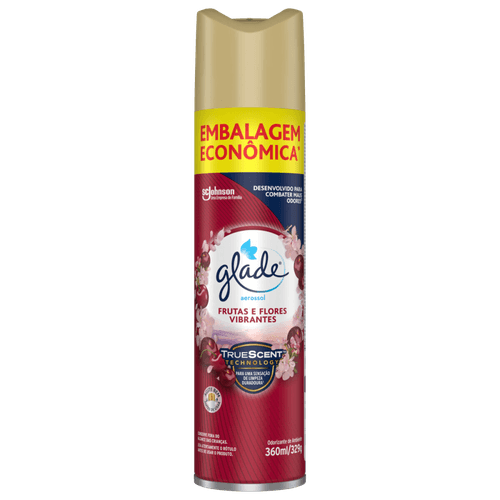 Odorizador-de-Ambiente-Aerossol-Frutas-e-Flores-Vibrantes-Glade-Frasco-360ml-Spray-Embalagem-Economica