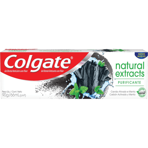 Gel-Dental-Anticarie-com-Fluor-Carvao-Ativado-e-Menta-Colgate-Natural-Extracts-Purificante-Caixa-90g