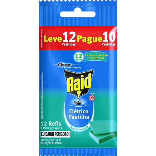 Repelente-Eletrico-Pastilha-12-Noites-Oleo-de-Eucalipto-Raid-Pacote-Leve-12-Pague-10-Unidades-Refil Repelente-Eletrico-Pastilha-12-Noites-Oleo-de-Eucalipto-Raid-Pacote-Leve-12-Pague-10-Unidades-Refil