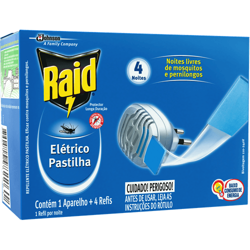 Kit-1-Aparelho---4-Repelente-Pastilha-Eletrico-4-Noites-Raid-Refil