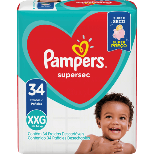 Fralda-Descartavel-Infantil-Pampers-Supersec-XXG-14-a-18kg-Pacote-34-Unidades Fralda-Descartavel-Infantil-Pampers-Supersec-XXG-14-a-18kg-Pacote-34-Unidades
