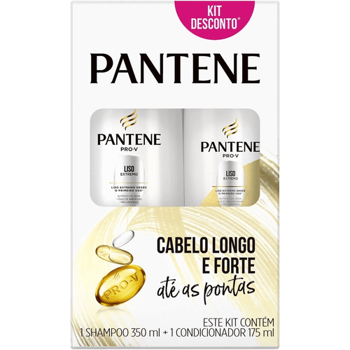 Kit-Shampoo-350ml---Condicionador-175ml-Pantene-Pro-V-Liso-Extremo Kit-Shampoo-350ml---Condicionador-175ml-Pantene-Pro-V-Liso-Extremo