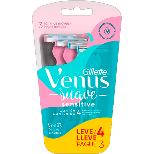 Aparelho-Descartavel-para-Depilar-Gillette-Venus-Simply3-Suave-Sensitive-Leve-4-Pague-3-Unidades