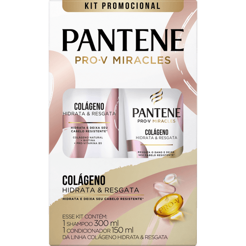 Kit-Promocional-Shampoo-300ml---Condicionador-150ml-Pantene-Pro-V-Miracles-Colageno-Hidrata---Resgata Kit-Promocional-Shampoo-300ml---Condicionador-150ml-Pantene-Pro-V-Miracles-Colageno-Hidrata---Resgata