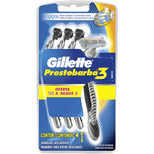 Aparelho-Descartavel-para-Barbear-Extra-Suave-Gillette-Prestobarba3-4-Unidades-Pague-Menos Aparelho-Descartavel-para-Barbear-Extra-Suave-Gillette-Prestobarba3-4-Unidades-Pague-Menos