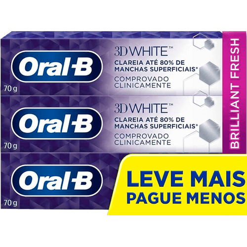 Creme-Dental-Anticarie-com-Fluor-Oral-B-3D-White-Brilliant-Fresh-Caixa-70g-Cada-Leve-3-Pague-2-Unidades