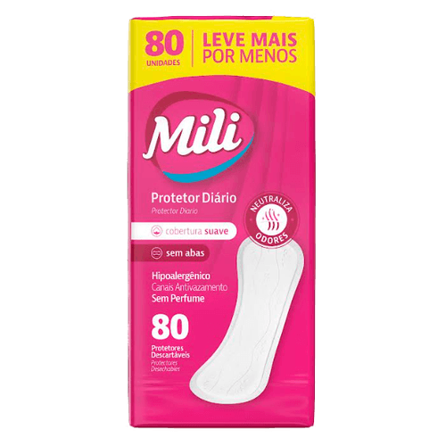 Protetor-Diario-Mili-Suave-Sem-Abas-Com-80-Unidades-Leve-Mais-Por-Menos Protetor-Diario-Mili-Suave-Sem-Abas-Com-80-Unidades-Leve-Mais-Por-Menos