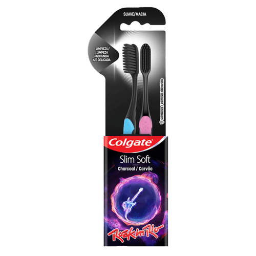 Escova-Dental-Macia-Carvao-Rock-in-Rio-Colgate-Slim-Soft-2-Unidades Escova-Dental-Macia-Carvao-Rock-in-Rio-Colgate-Slim-Soft-2-Unidades