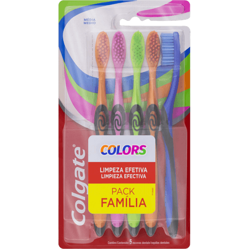 Familia-Escova-Dental-Media-Colgate-Colors-5-Unidades Familia-Escova-Dental-Media-Colgate-Colors-5-Unidades