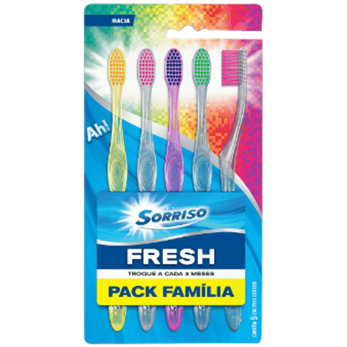 Familia-Escova-Dental-Macia-Sorriso-Fresh-5-Unidades