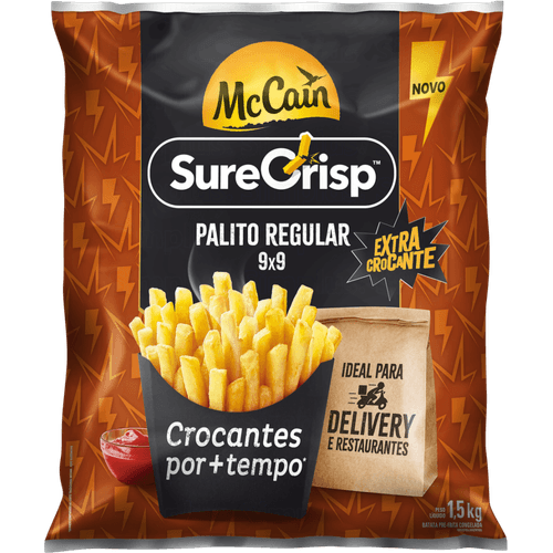 Batata-Pre-Frita-Palito-Regular-9mm-Congelada-Extracrocante-McCain-Sure-Crisp-Pacote-15kg Batata-Pre-Frita-Palito-Regular-9mm-Congelada-Extracrocante-McCain-Sure-Crisp-Pacote-15kg