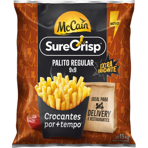 Batata-Pre-Frita-Palito-Regular-9mm-Congelada-Extracrocante-McCain-Sure-Crisp-Pacote-15kg