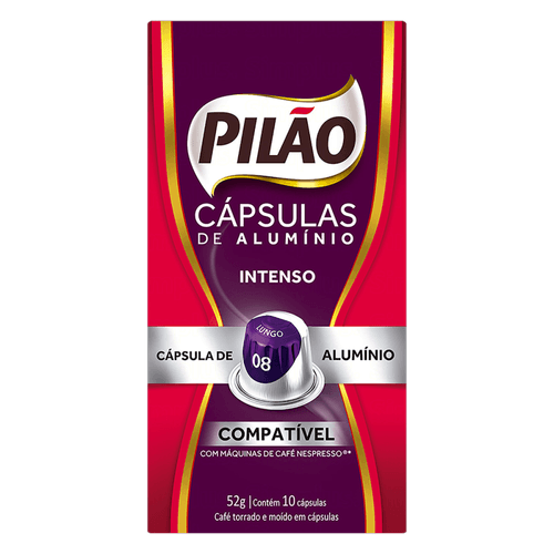 Cafe-em-Capsula-de-Aluminio-Torrado-e-Moido-Lungo-Intenso-Pilao-Caixa-52g-10-Unidades