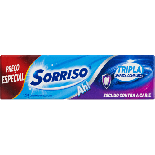 Creme-Dental-com-Fluor-e-Calcio-Sorriso-Tripla-Limpeza-Completa-Caixa-120g-Preco-Especial
