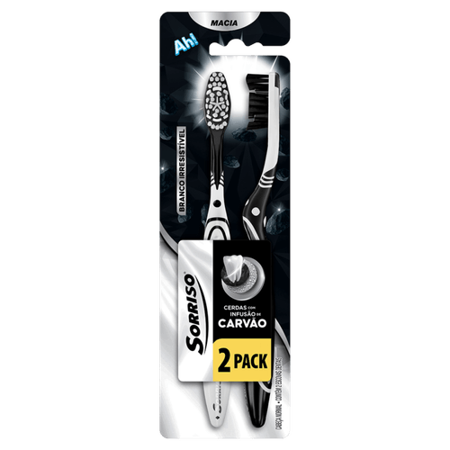 Escova-Dental-Macia-Cerdas-com-Infusao-de-Carvao-Sorriso-Branco-Irresistivel-Cabeca-Normal-2-Unidades