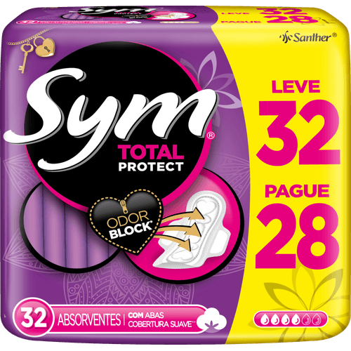 Absorvente-Externo-Sym-Total-Protect-Cobertura-Suave-com-Abas-Leve-32-Pague-28-unidades