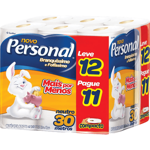 Papel-Higienico-Folha-Simples-Neutro-Personal-30m-Pacote-Leve-12-Pague-11-Unidades Papel-Higienico-Folha-Simples-Neutro-Personal-30m-Pacote-Leve-12-Pague-11-Unidades