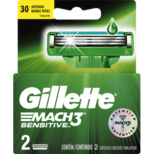 Carga-de-Aparelho-para-Barbear-Gillette-Mach3-Sensitive-2-Unidades Carga-de-Aparelho-para-Barbear-Gillette-Mach3-Sensitive-2-Unidades