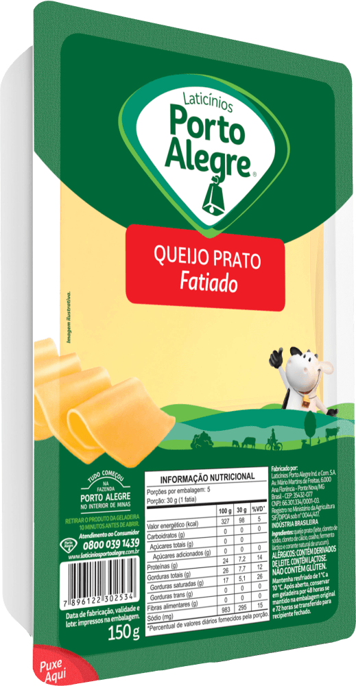 Queijo Prato Porto Alegre 150g Fatiado Ref 808621152