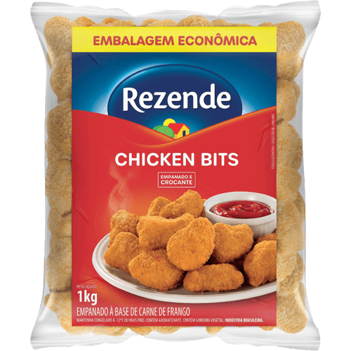 Empanado-a-Base-de-Carne-de-Frango-Crocante-Rezende-Chicken-Bits-Pacote-1kg-Embalagem-Economica