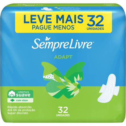 Absorvente-com-Abas-Suave-Sempre-Livre-Adapt-Pacote-32-Unidades-Leve-Mais-Pague-Menos