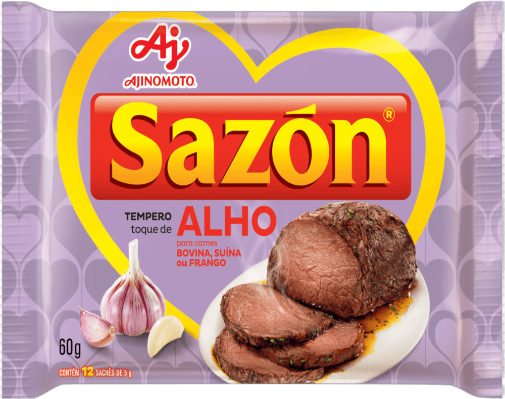 Tempero Pó para Carnes Toque de Alho Sazón Pacote 60g 12 Unidades 5g Cada