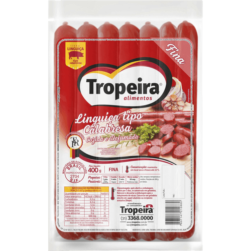 Linguica-Calabresa-Tropeira-Fina-400g Linguica-Calabresa-Tropeira-Fina-400g