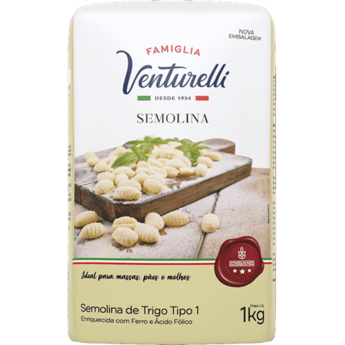 Semolina-de-Trigo-Tipo-1-Enriquecida-com-Ferro-e-Acido-Folico-Famiglia-Venturelli-Pacote-1kg