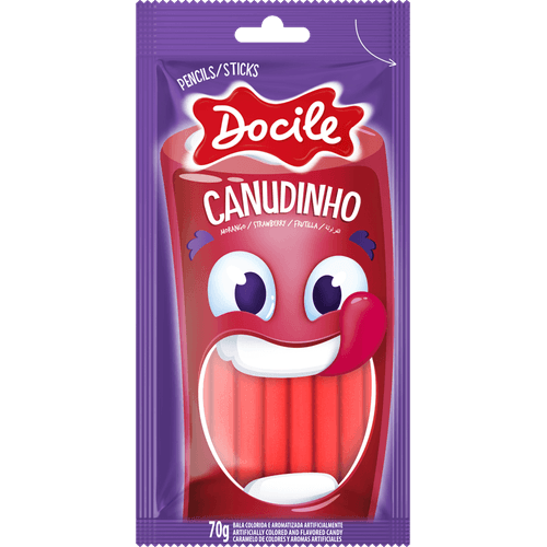 Bala-Morango-Canudinho-Docile-Pacote-70g Bala-Morango-Canudinho-Docile-Pacote-70g